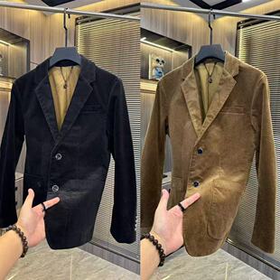 2025新款男士休闲西服外套时尚条绒潮流百搭帅气西装上衣男装外套