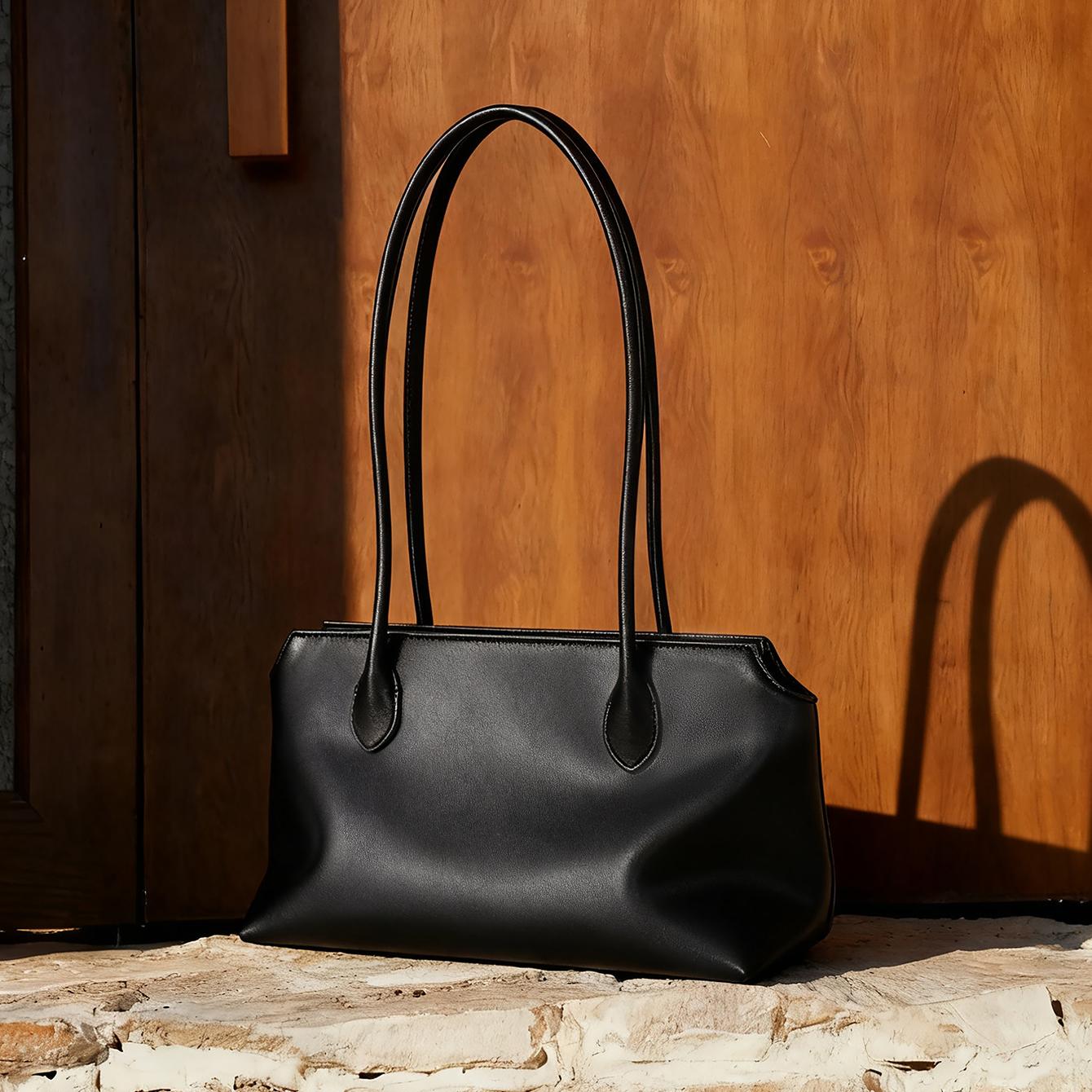 真皮百搭托特包大容量腋下包牛皮手提包女上班通勤大容量包包