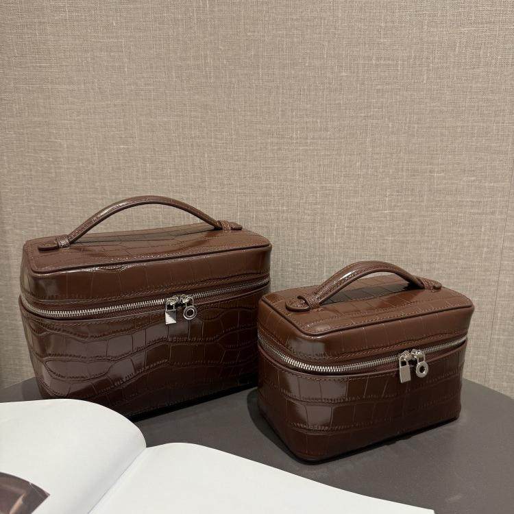 头层牛皮鳄鱼纹盒子包黑加仑紫化妆包时尚百搭首饰包便携手提包,收纳整理,化妆包,淘宝优惠券,粉丝福利购,淘宝优惠卷