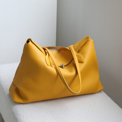 高级感简约风头层牛皮腋下包百搭通勤大容量托特真皮女包