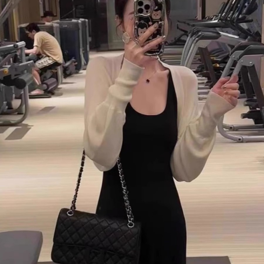 短款针织开衫女薄款高级感春秋配吊带连衣裙子外搭罩衫小披肩外套