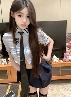 SALTCRUSH 元气辣妹学姐性感纯欲学院风JK制服百褶裙角色扮演套装