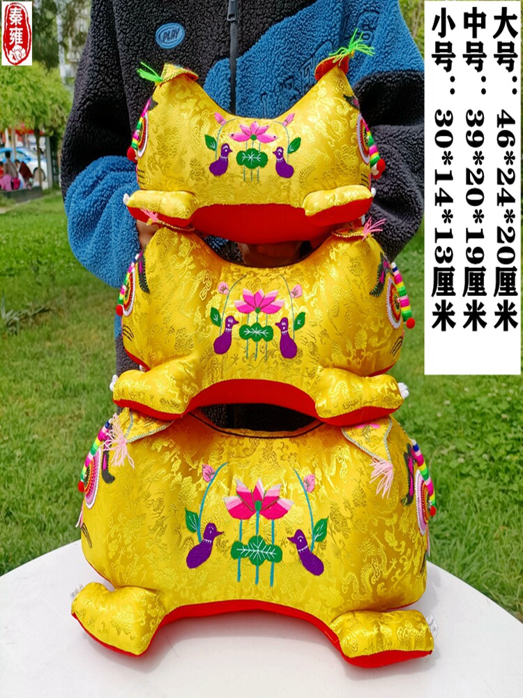 纯手工老虎枕头婴儿传统布老虎民间工艺品满月小老虎手工布艺玩偶