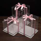 生日蛋糕盒子4寸6寸8寸10寸12寸14寸16寸双层高层透明盒定制logo