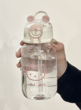 吸管杯女生高颜值学生水杯便携小巧可爱kt猫帕恰狗塑料杯儿童杯子
