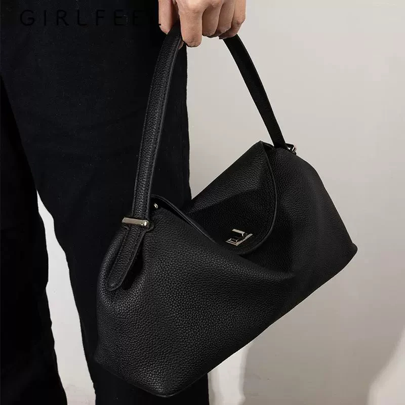 歌菲妮2025新款真皮女包头层牛皮手提包单肩斜挎包复古通勤托特包