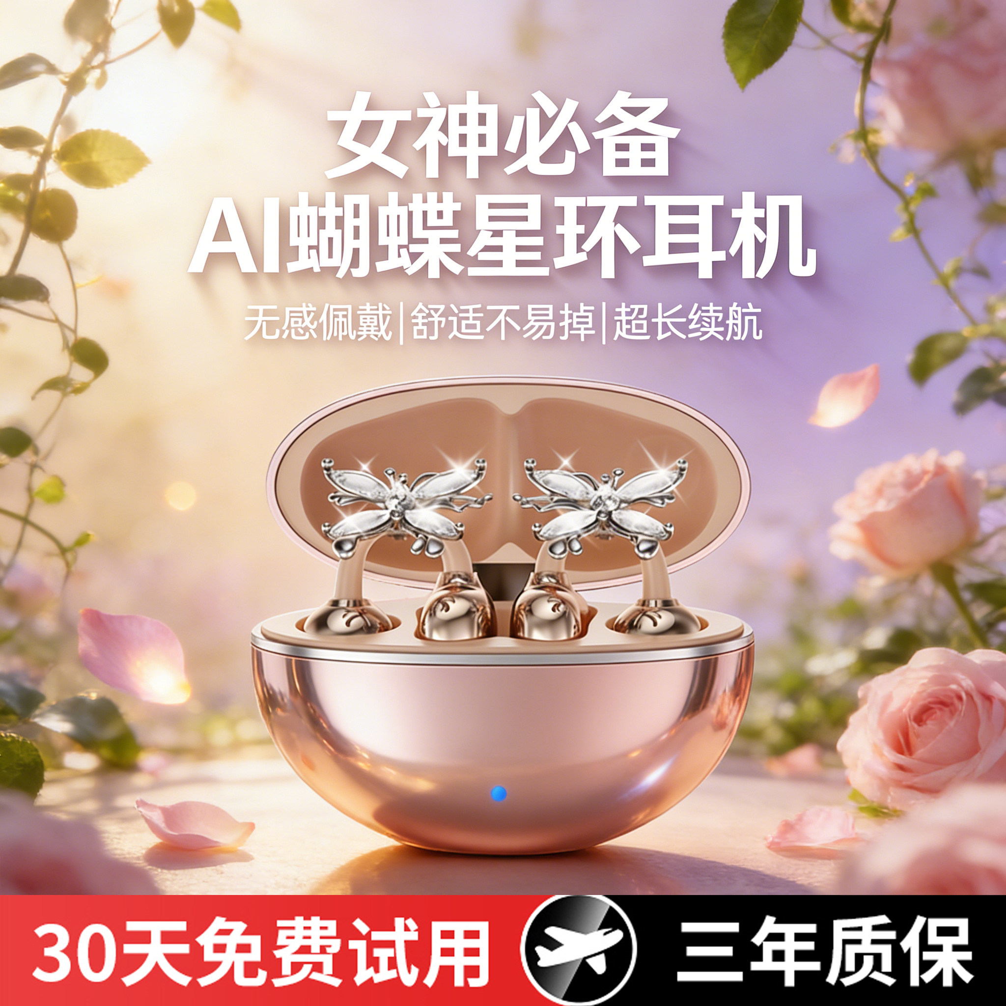 【政府补贴】2026新款蝴蝶耳夹式蓝牙耳机无线高音质超长续航女士