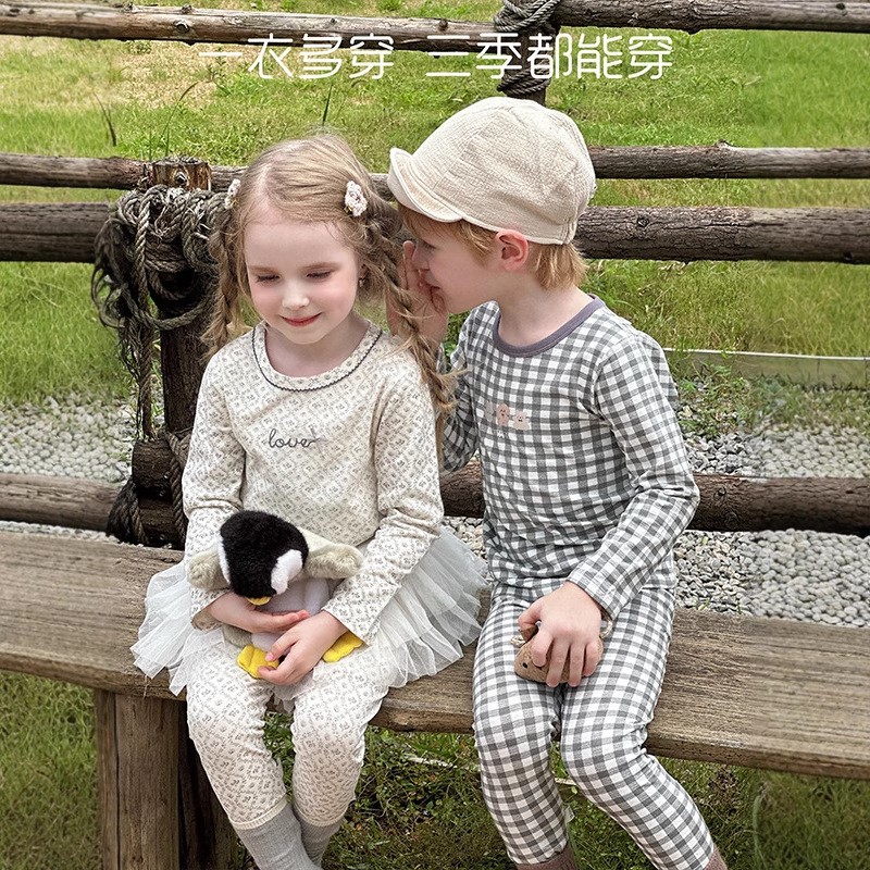 儿童纯棉秋衣秋裤套装男女童无骨薄款内衣中大童宝宝线衣保暖睡衣