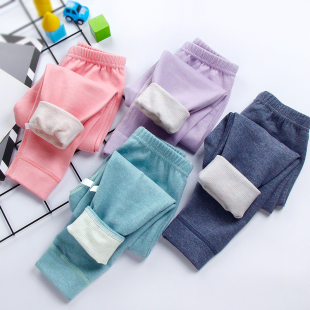 蚕丝羊绒绒儿童保暖裤秋冬加厚秋裤男童女童打底裤无痕内穿线裤