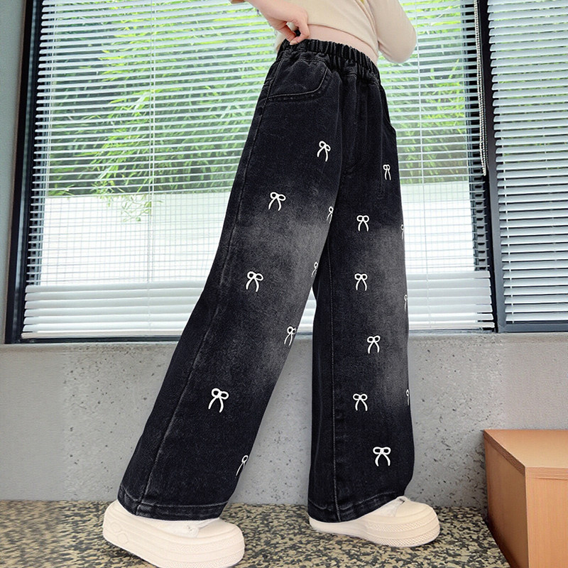 女童牛仔裤直筒宽松水洗软牛仔2025秋季新款女宝宝百搭阔腿长裤子,童装/婴儿装/亲子装,儿童牛仔裤,淘宝优惠券,粉丝福利购,淘宝优惠卷