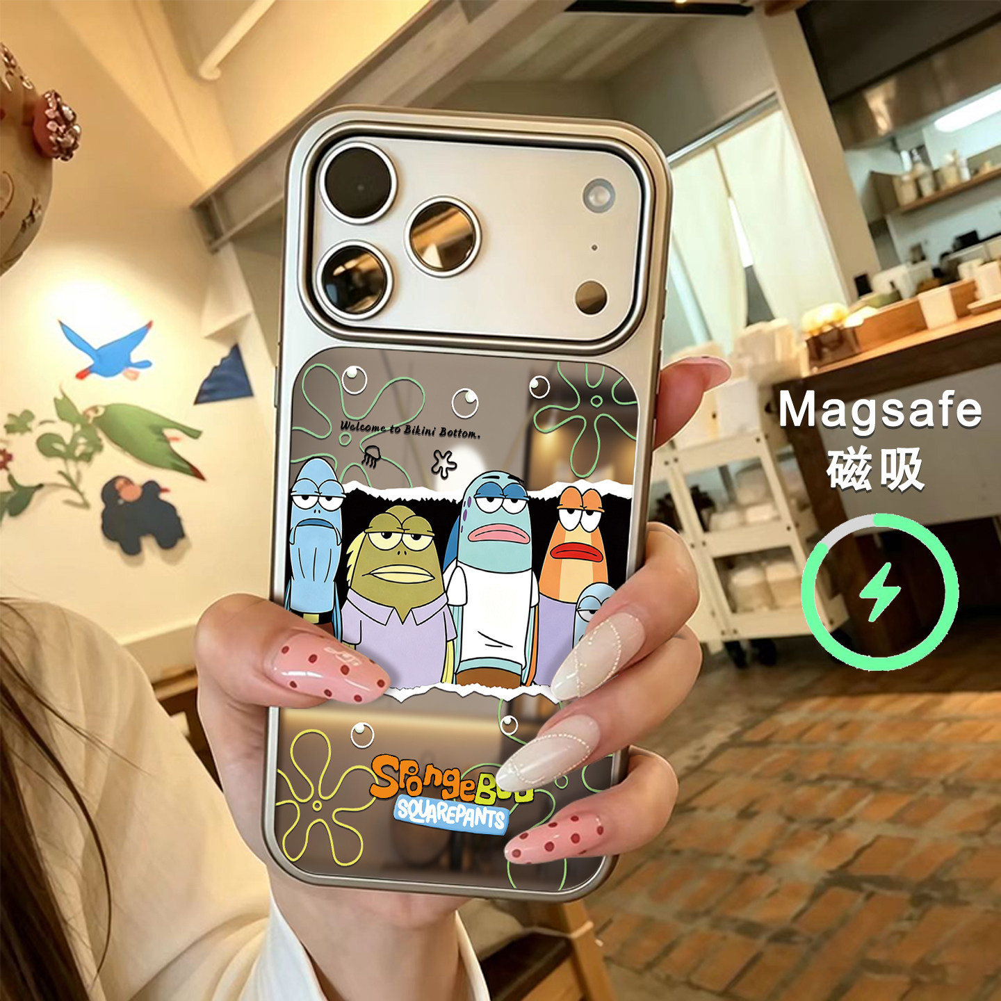 适用苹果17promax手机壳镜面磁吸