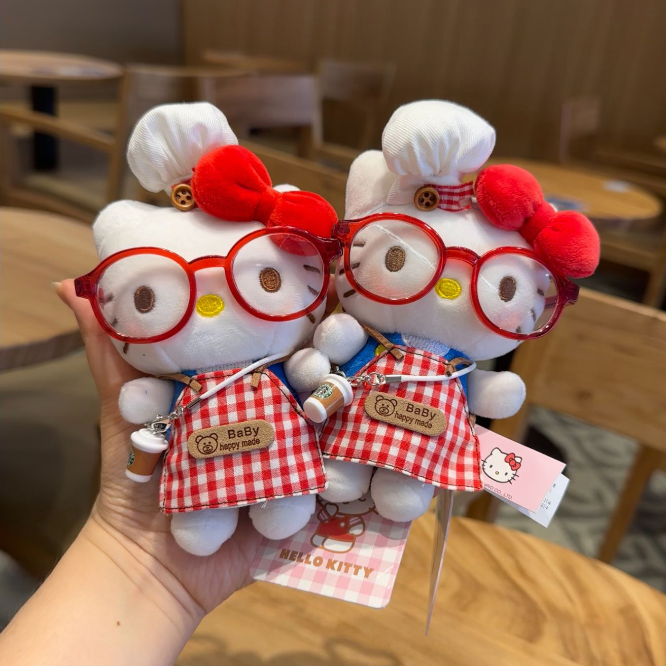 正版hellokitty小厨娘厨师kt猫包包挂件三丽鸥可爱玩偶公仔钥匙扣