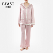 野兽派22姆米真丝绣花女士家居服套装 生日礼物送女友