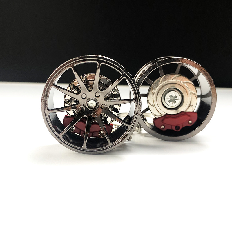 黑色刹车轮毂转动一体枪钥匙扣