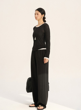 张小某 醋酸白色休闲裤女秋冬垂感【PS裤】高腰拖地直筒裤子K1627