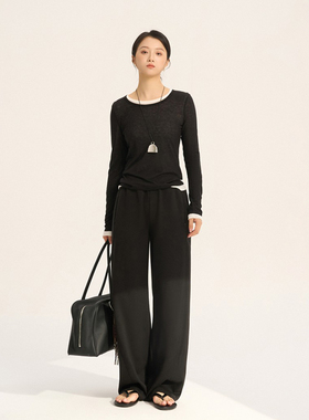 张小某 醋酸裤子女秋冬2025新款黑色直筒裤高腰垂感PS休闲裤K1627