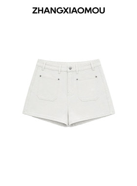 张小某白色高腰牛仔短裤女夏季