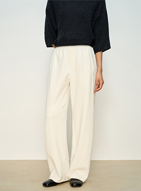 张小某 白色PS休闲裤女秋冬2025新款高腰显瘦宽松垂感直筒裤K0635