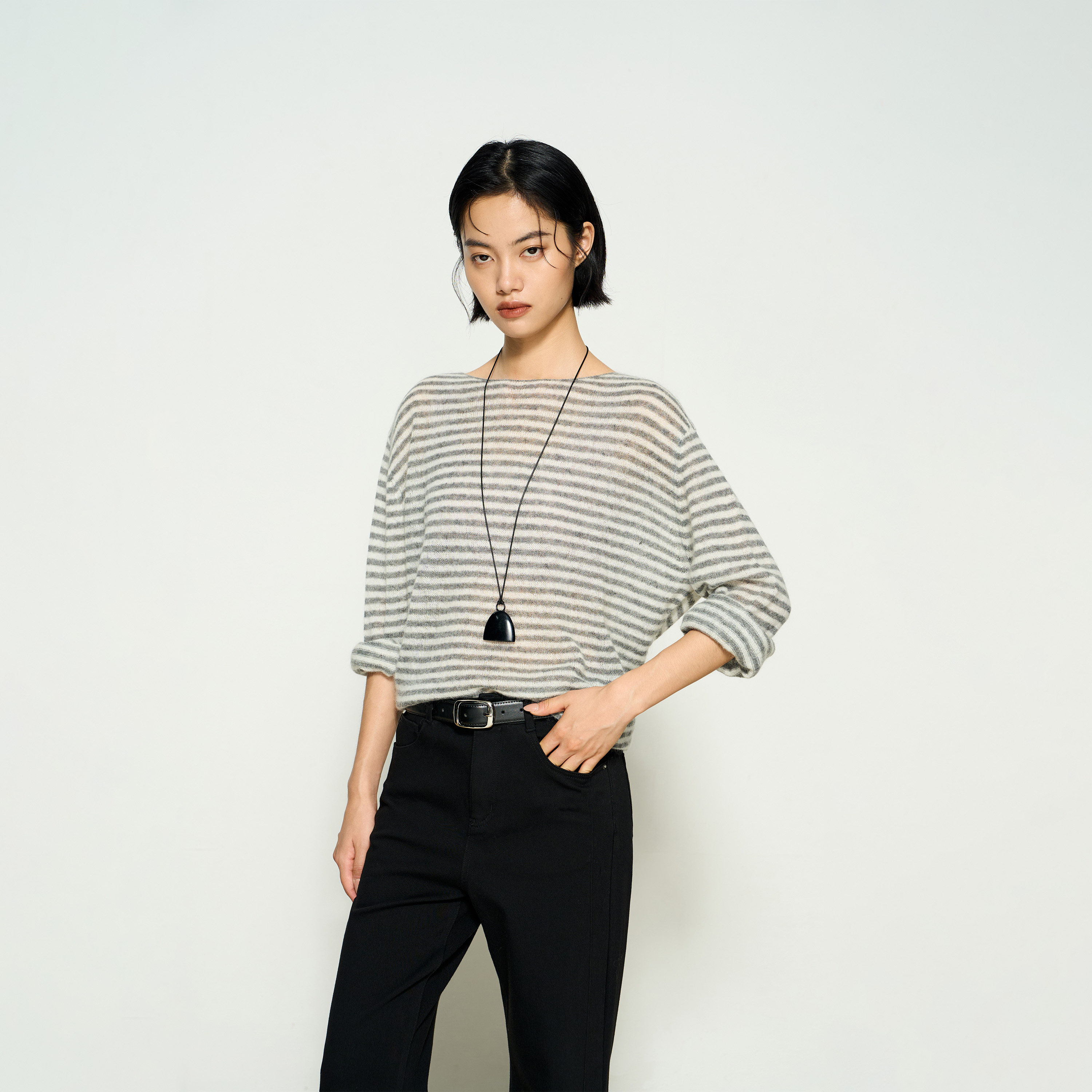 张小某 梨形显瘦定制 马海毛混纺软糯圆领显瘦条纹长袖毛衣M1964,女装/女士精品,毛衣,淘宝优惠券,粉丝福利购,淘宝优惠卷