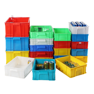 中号加厚工业周转箱正方形工具收纳盒红黄蓝绿白色塑料箱螺丝仓储