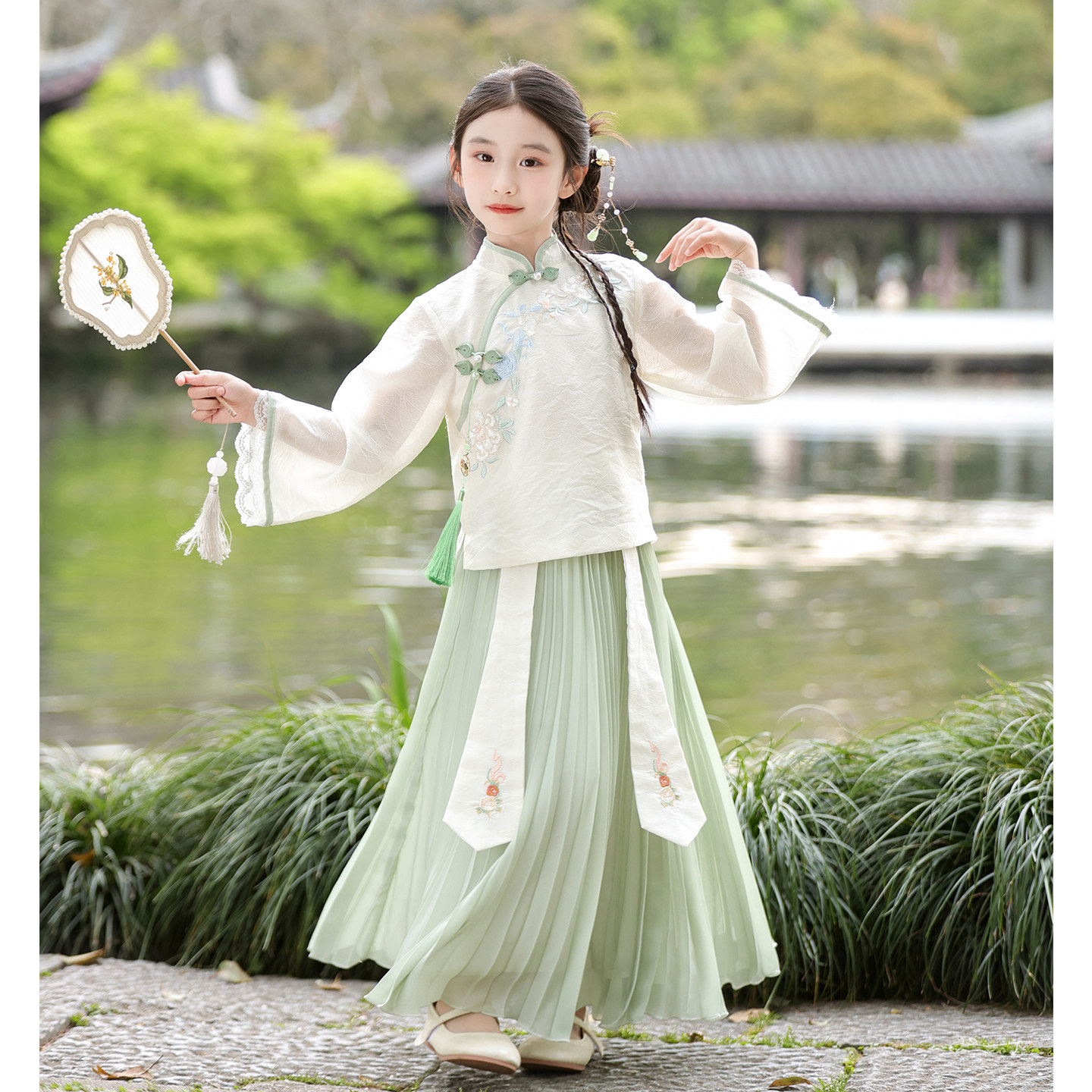 女童汉服套装2026新款春装儿童新中式国风古装超仙女孩百褶裙