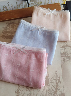 港莎女士内裤99946纯棉95%棉弹力棉中腰蝴蝶结透气可爱性感平角裤