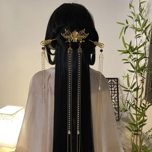 长相思蝴蝶流苏发夹后压古风汉服配饰头饰边夹少女发饰超仙清冷