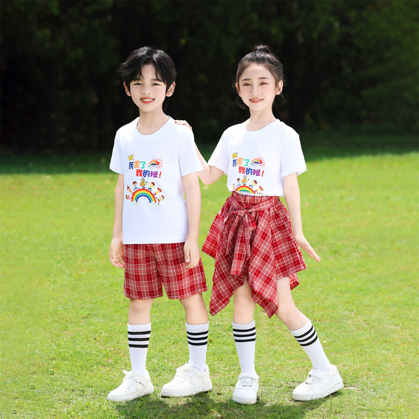 男女童学院风夏装短袖短裤演出服