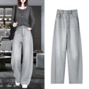 宽松加绒加厚弯刀裤 轻奢高个子阔腿香蕉女裤 镰刀牛仔裤 新款 秋冬季