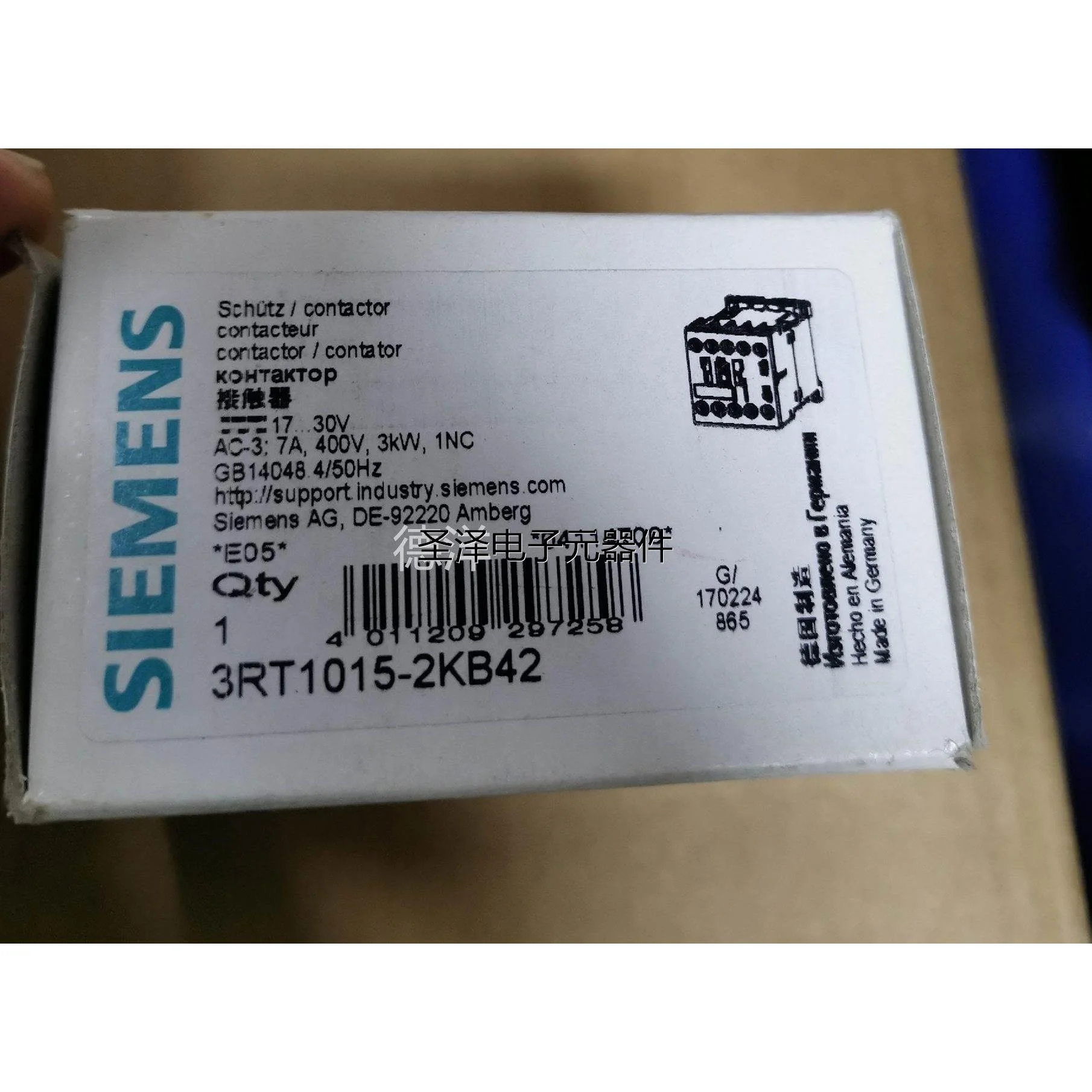 全新西门子3RT1015-2KB42直流接触器原装正品现货议价