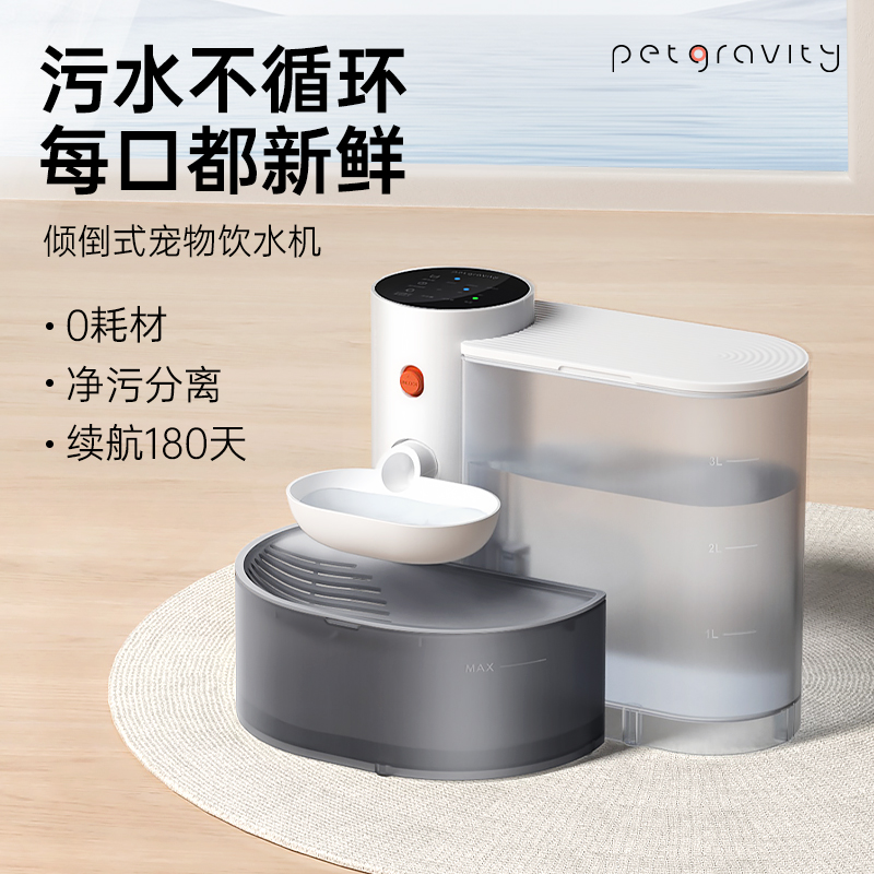 亚马逊倾倒式猫咪饮水机流动水不插电自动喂水器宠物狗狗饮水器