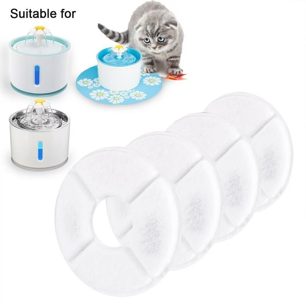 跨境不锈钢宠物自动循环饮水机小花圆形活性炭过滤滤芯宠物猫咪