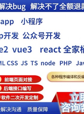 vue/react/uniapp小程序bug问题解决前端页面开发nodejs/Java/php