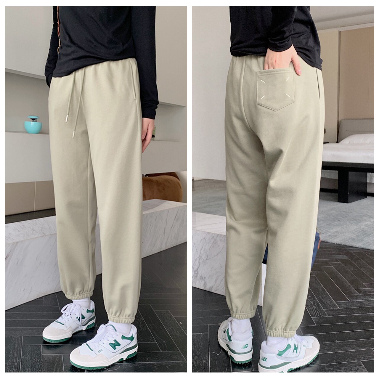 seawhen海维恩 2025春季百搭束脚口纯棉毛圈九分小个子卫裤女2543