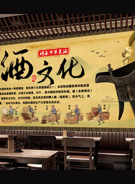 复古酒文化壁画自粘防水墙面装饰