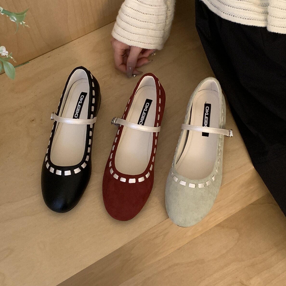 MUMU温柔风圆头玛丽珍单鞋女一字扣带内增高百搭通勤芭蕾鞋