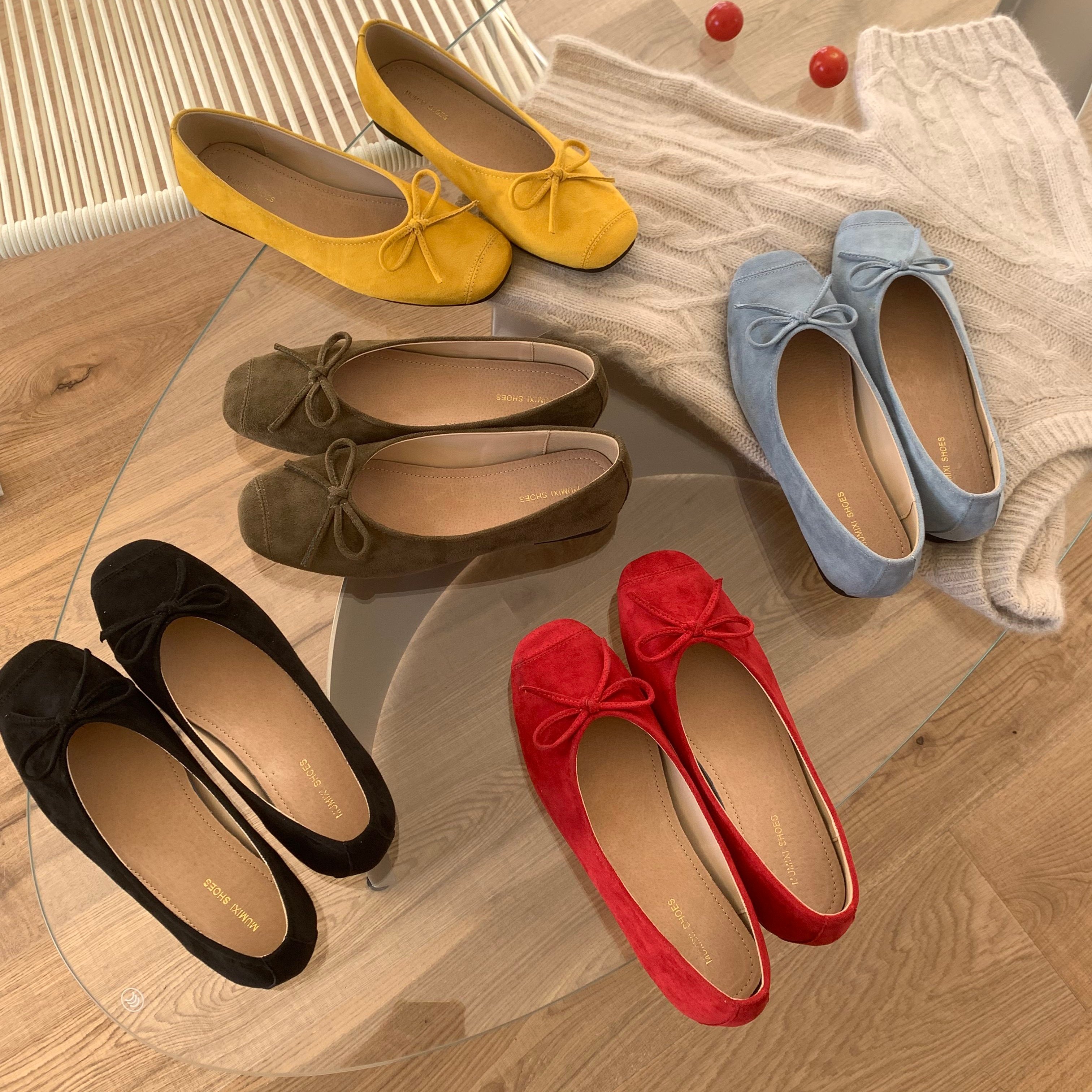 MUMU法式复古风蝴蝶结玛丽珍鞋女平底浅口单鞋绒面圆头芭蕾舞鞋,女鞋,浅口单鞋,淘宝优惠券,粉丝福利购,淘宝优惠卷