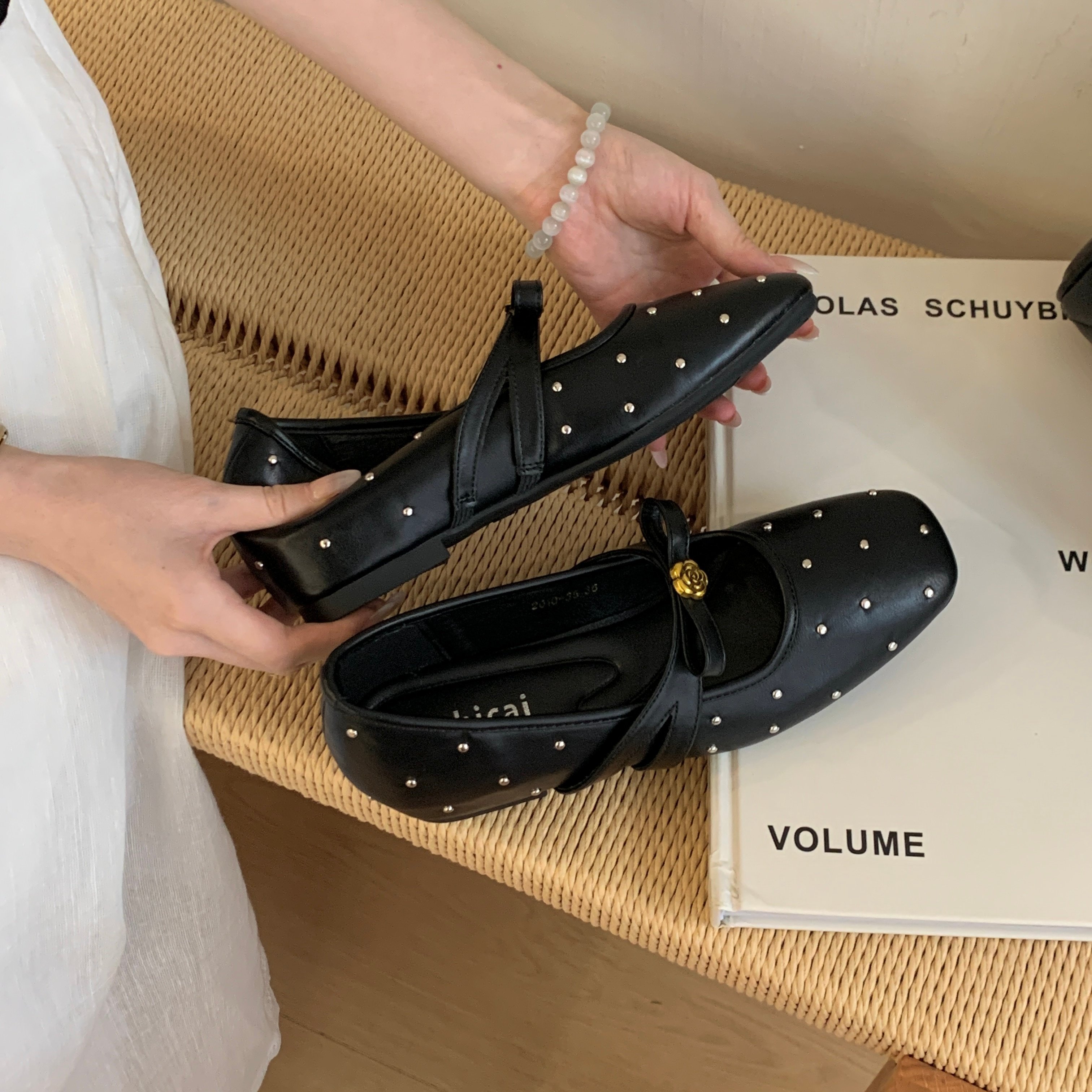 MUMU复古风铆钉玛丽珍鞋女方头内增高单鞋黑色通勤鞋,女鞋,浅口单鞋,淘宝优惠券,粉丝福利购,淘宝优惠卷