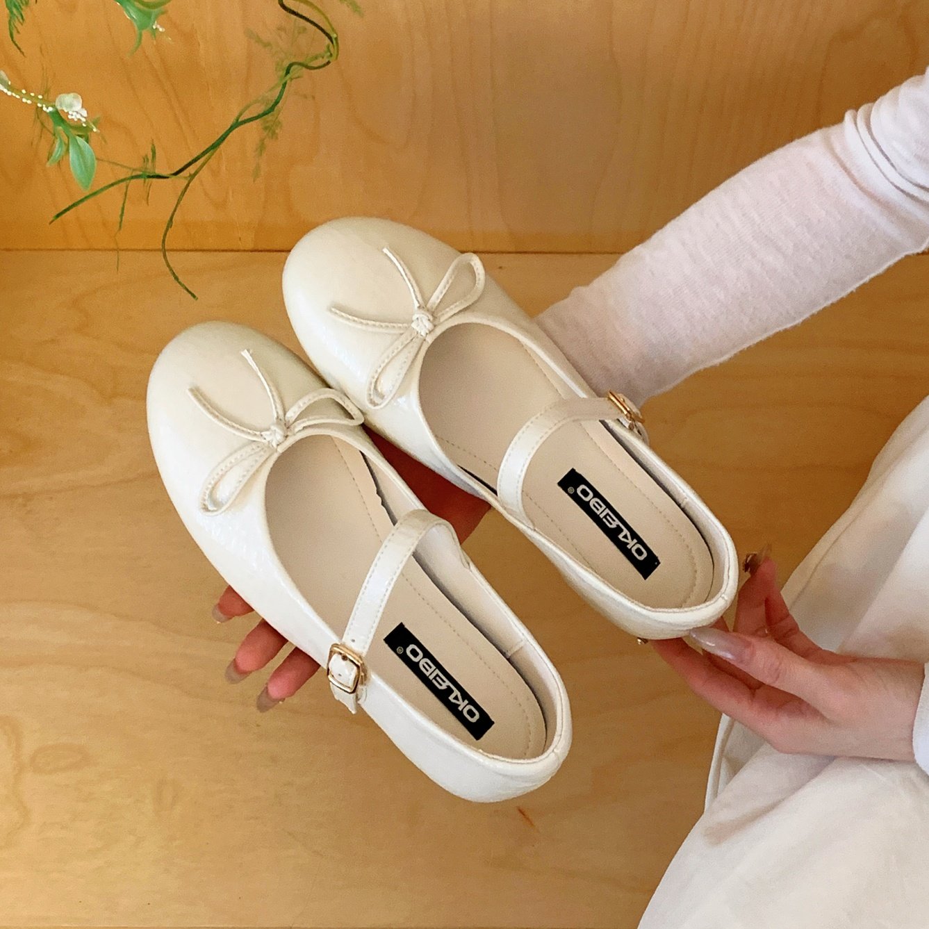 MUMU甜美风蝴蝶结玛丽珍鞋女平底浅口单鞋软底配裙子芭蕾舞鞋