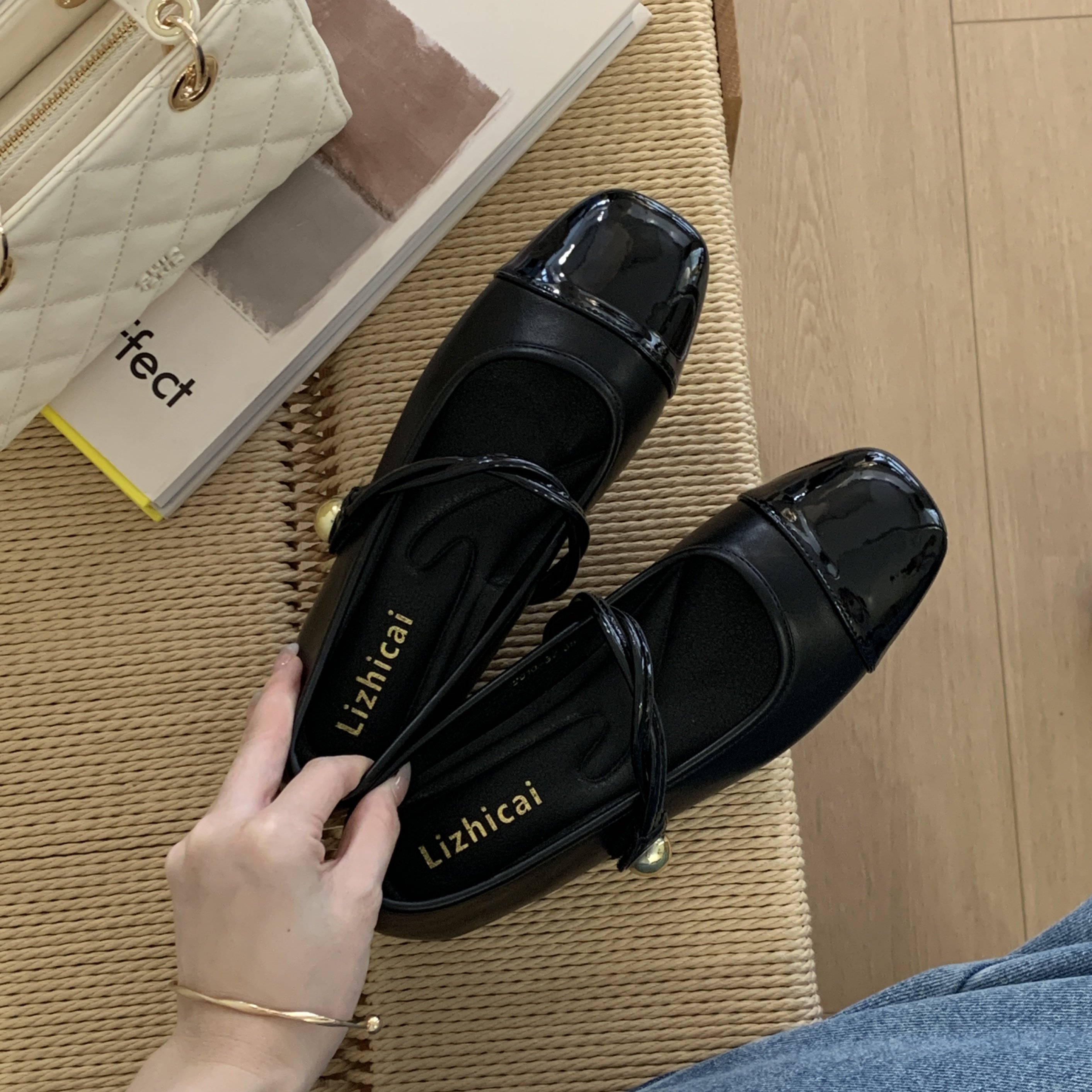 MUMU法式一字带玛丽珍鞋女内增高漆皮浅口单鞋黑色气质通勤鞋,女鞋,浅口单鞋,淘宝优惠券,粉丝福利购,淘宝优惠卷