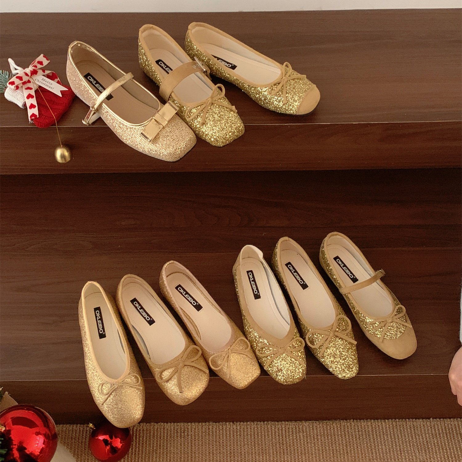 MUMU甜美风金色亮片蝴蝶结浅口单鞋女平底芭蕾舞鞋仙女风软底,女鞋,浅口单鞋,淘宝优惠券,粉丝福利购,淘宝优惠卷