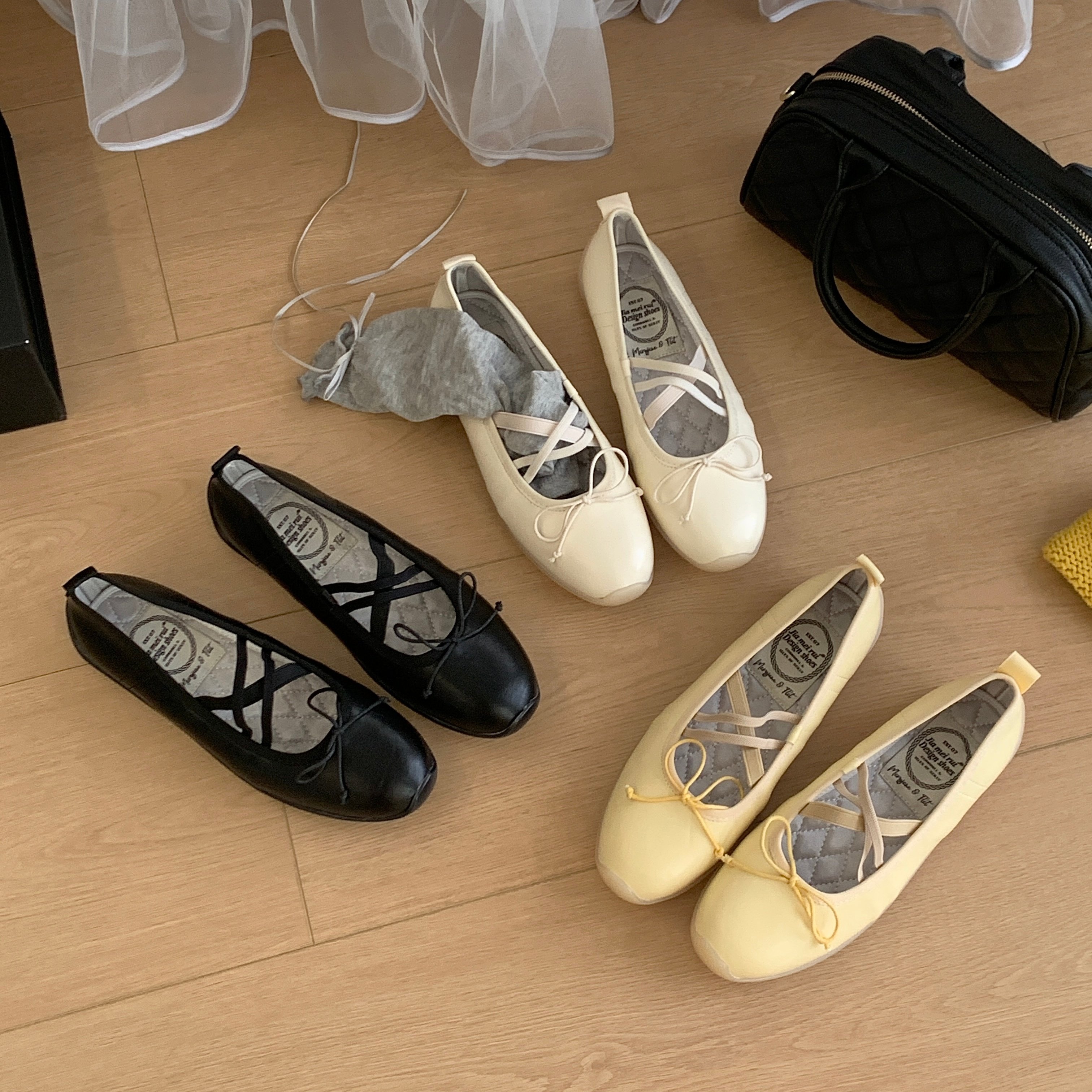 MUMU法式蝴蝶结交叉带玛丽珍鞋女平底芭蕾舞鞋百搭浅口单鞋,女鞋,浅口单鞋,淘宝优惠券,粉丝福利购,淘宝优惠卷