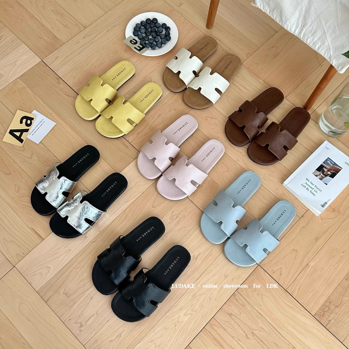 MUMU夏日限定ins风百搭平底H拖凉鞋外穿软皮软底一字露趾拖鞋凉拖