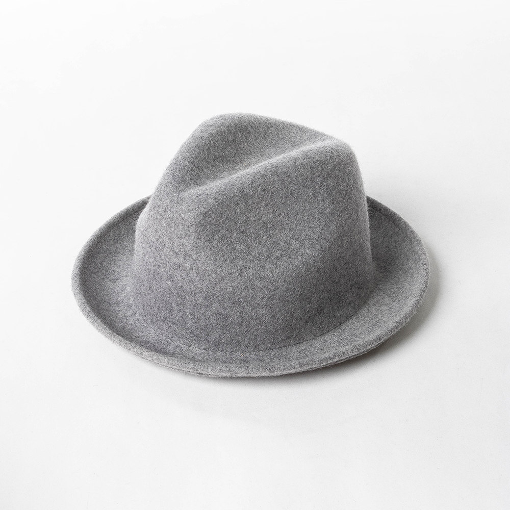秋冬新款时尚休闲翘边短檐羊毛呢爵士帽户外逛街保暖英伦小礼帽潮