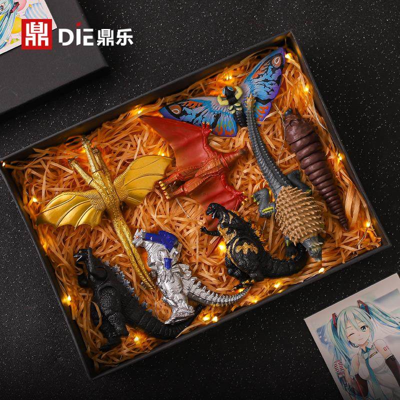 红莲哥斯拉2三头龙怪兽恐龙玩偶摆件手办公仔模型基多拉魔斯拉