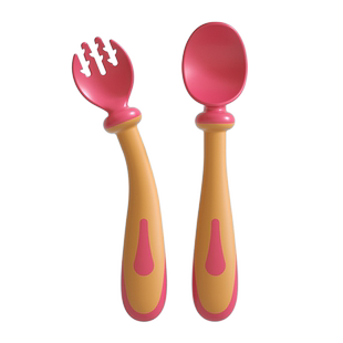 婴儿餐具套装宝宝学吃饭训练勺子叉子筷子儿童辅食碗弯头软勺一岁