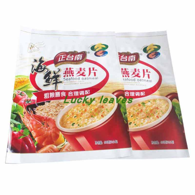 订做燕麦片复合包装袋PP/AL/CPP镀铝真空亮光材质三边封手提袋型