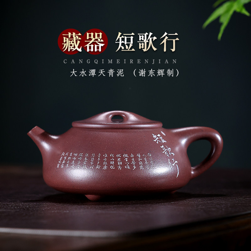 高端宜兴紫砂壶纯全手工石瓢名家谢东辉家用泡茶壶大水潭天青泥