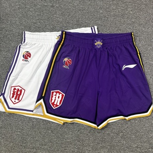 李宁赞助CBA北京北控球员款比赛短裤夏季男款速干透气网眼四分裤