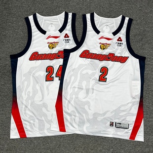 李宁赞助CBA广东宏远联盟款 定制球员徐杰布贴篮球球衣比赛服